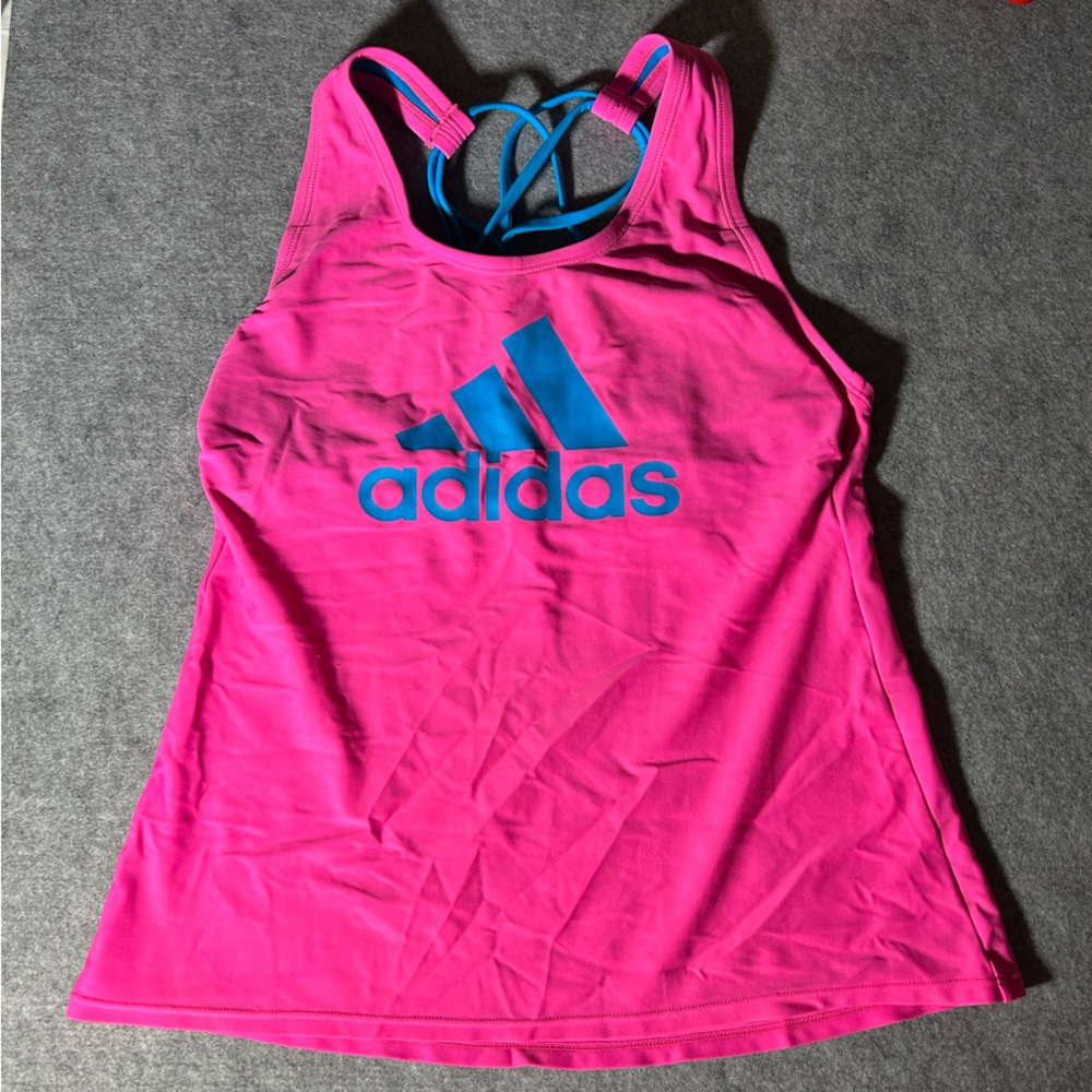 Adidas tankini top, size large, pink and blue, good condition